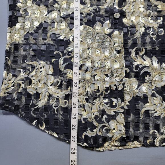 Expose Black Gold Shirt Preppy Floral Long Sleeves Button Up Womens Size L Top - Picture 6 of 10